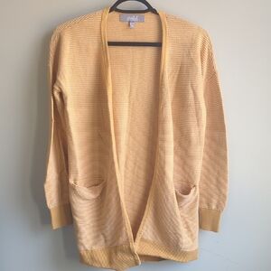 Marled Reunited. Open-Front Ribbed Cardigan In Yellow. Size XS.